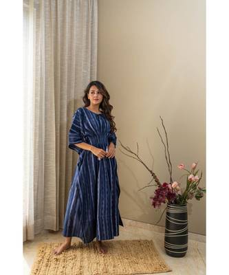 blue cotton stitched   kaftan 1