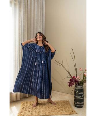 blue cotton stitched   kaftan 3