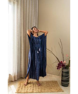 blue cotton stitched   kaftan 5