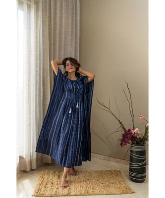 blue cotton stitched   kaftan 8