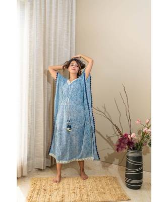 sky blue  cotton stitched   kaftan 1