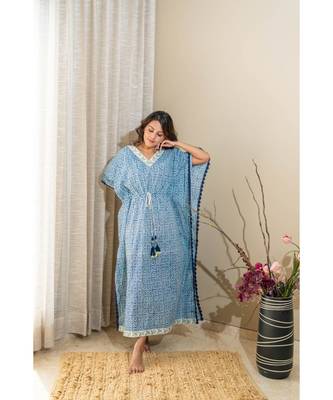 sky blue  cotton stitched   kaftan 2