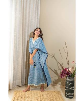 sky blue  cotton stitched   kaftan 4