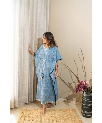sky blue  cotton stitched   kaftan 5