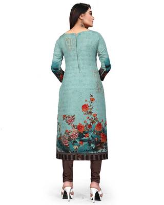 Blue Women's Cotton Geometric Printed Unstitched Salwar Suit Material 3