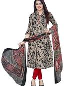 Blue Women's Cotton Geometric Printed Unstitched Salwar Suit Material