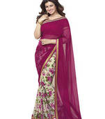 Magenta  embroidery Georgette saree with blouse