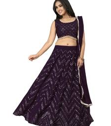 Wine thread and sequins embroidered faux georgette lehenga choli