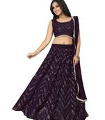 Wine thread and sequins embroidered faux georgette lehenga choli