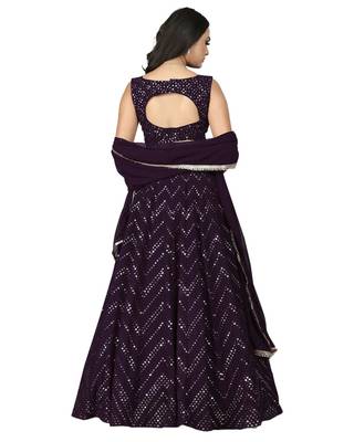 Wine thread and sequins embroidered faux georgette lehenga choli 2