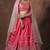 Pink Zari and Dori embroidered Malai Satin Silk Fabric Indian Dress Wedding Lehenga Designs