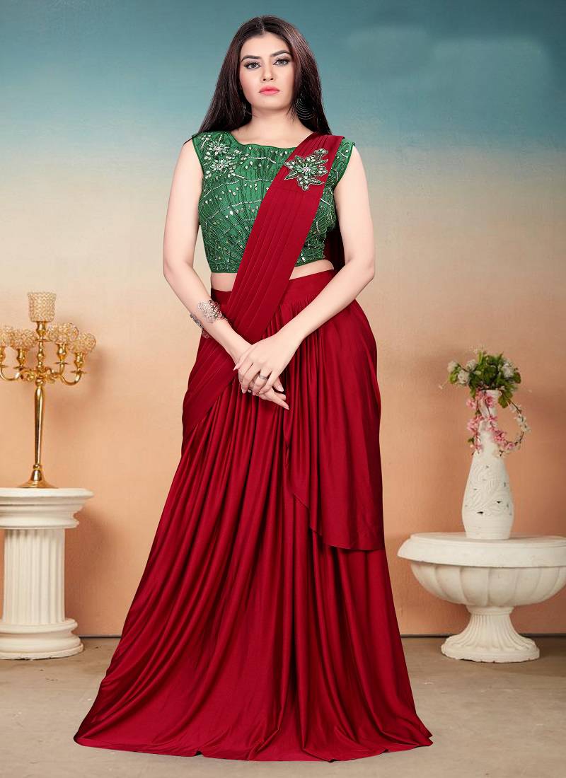plain fancy saree with designer blouse