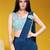 Navy blue plain fancy fabric saree with blouse