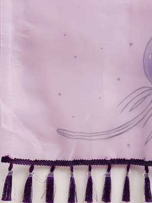 Kimisha Women'S Lavender Organza Floral Printed Saree With Unstitched Blouse 5