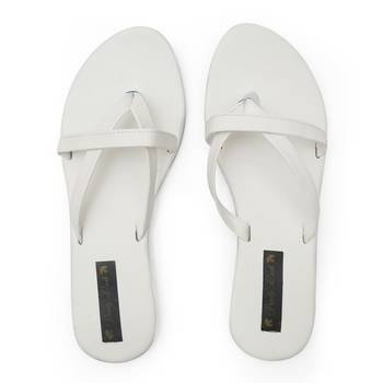White Women Vegan Leather Flat Slipper for women 1