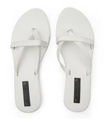 White Women Vegan Leather Flat Slipper for women