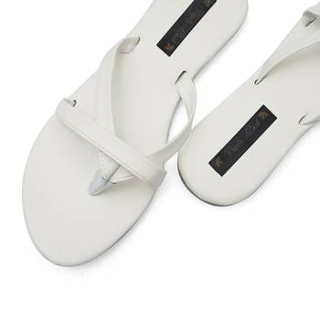 White Women Vegan Leather Flat Slipper for women 3