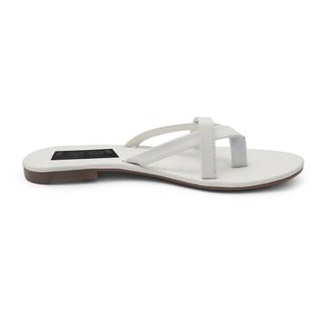White Women Vegan Leather Flat Slipper for women 4