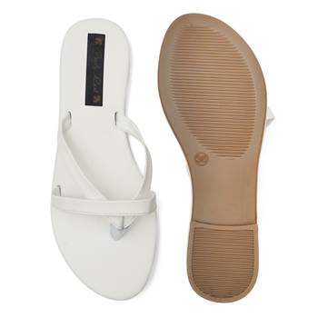White Women Vegan Leather Flat Slipper for women 5