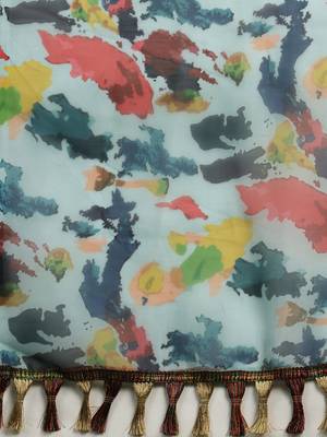 Women'S Multicolor Organza Printed Saree With Unstitched Blouse 4