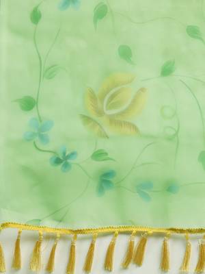 Multicolor Organza Printed Saree With Unstitched Blouse 5