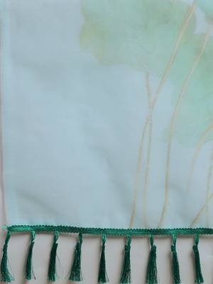 Women'S Sky Blue Organza Floral Printed Saree With Unstitched Blouse 5