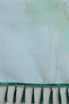 Women'S Sky Blue Organza Floral Printed Saree With Unstitched Blouse