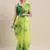 Lime Green Organza Printed Saree With Unstitched Blouse