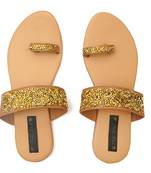 Beige Swarovski Women Vegan Leather Flat Slipper for women