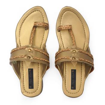 Gold Ethnic Vegan Leather Kolhapuri for women 1