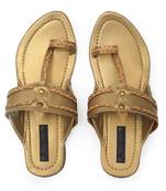 Gold Ethnic Vegan Leather Kolhapuri for women