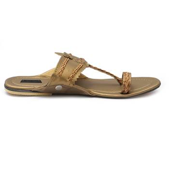 Gold Ethnic Vegan Leather Kolhapuri for women 3