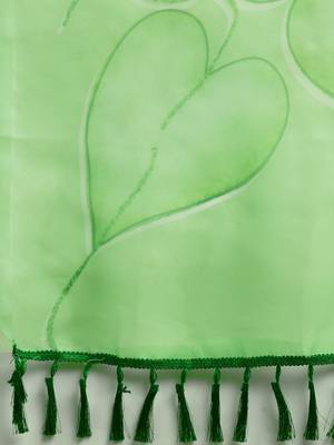Kimisha Women's Light Green Organza Printed Saree With Unstitched Blouse 5