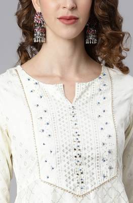 Off white foilage print faux silk salwar 4