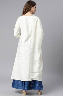 Off white foilage print faux silk salwar 3
