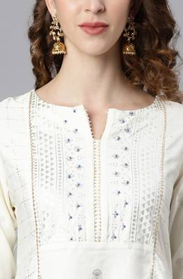Off white foilage print faux silk salwar 4