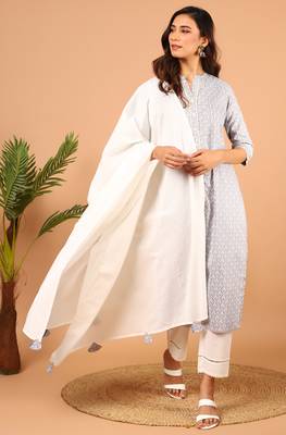 Janasya Grey floral print rayon salwar 1