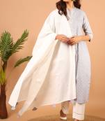 Janasya Grey floral print rayon salwar