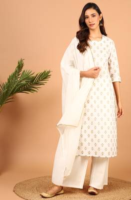 Janasya Off white floral print cotton salwar 1