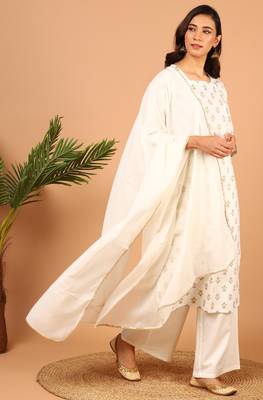 Janasya Off white floral print cotton salwar 2