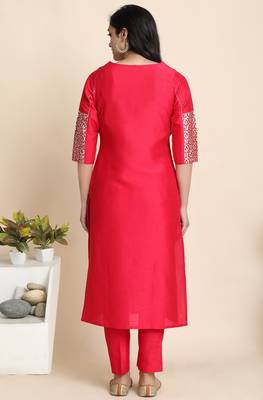 Pink floral print faux silk salwar 3