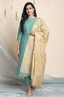 Green plain faux silk salwar 1