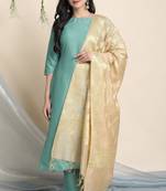 Green plain faux silk salwar