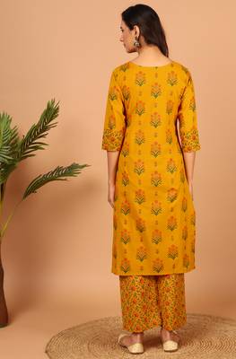Mustard floral print cotton salwar 3