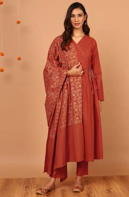Orange stripes print cotton salwar 1
