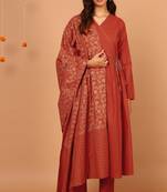 Orange stripes print cotton salwar