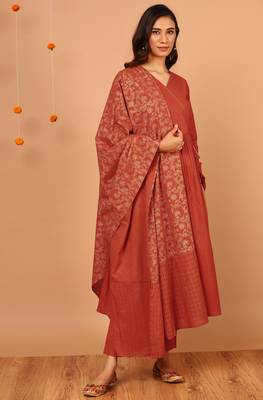 Orange stripes print cotton salwar 2