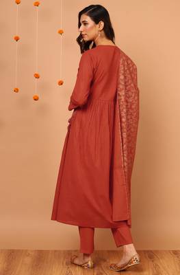 Orange stripes print cotton salwar 3