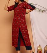 Maroon floral print faux crepe salwar