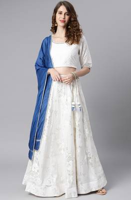 Off-white printed silk stitched lehenga 2